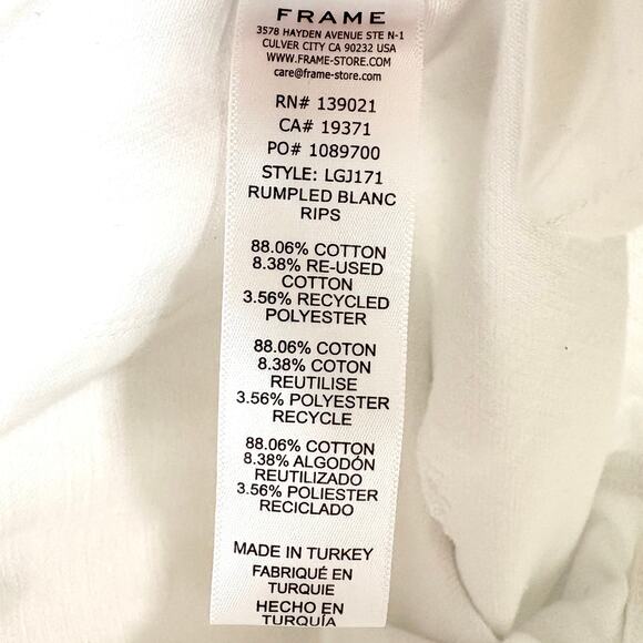 Frame Denim Le Garcon Distressed Jeans White Boyfriend Mid Rise Cotton Size 26 - Picture 8 of 13